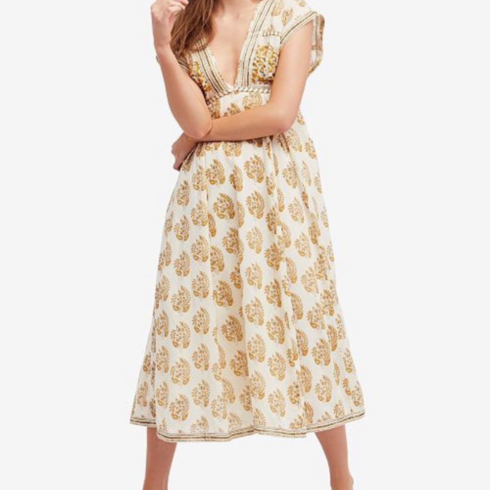 Free People Riakaa Dress Yellow Dress Large